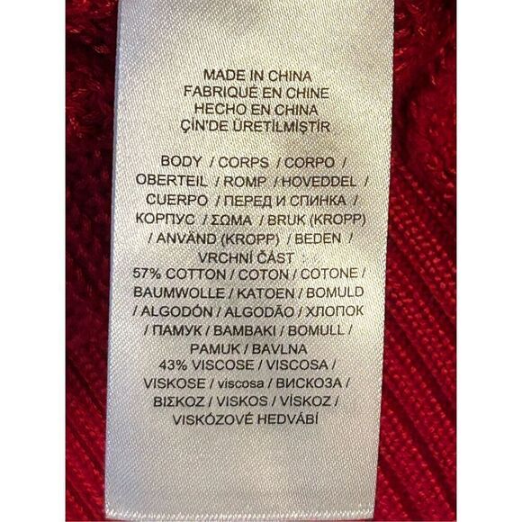 Lauren Ralph Lauren Cable-Knit V-Neck Sweater Lipstick Red Size XS (0961) - Picture 4 of 5